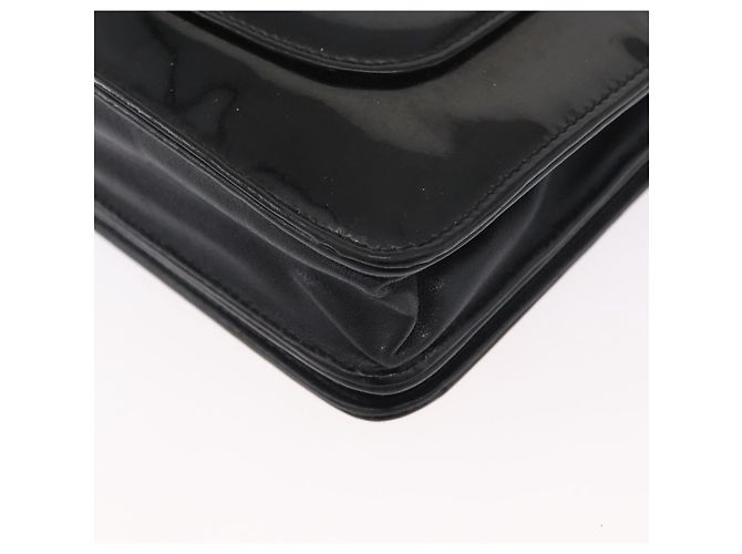 CHANEL COCO Borsa a Spalla Mark Chain in Pelle Verniciata Nera Argento CC Auth 172433SAV Nero - vista 18