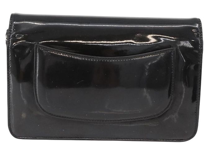 CHANEL COCO Borsa a Spalla Mark Chain in Pelle Verniciata Nera Argento CC Auth 172433SAV Nero - vista 2