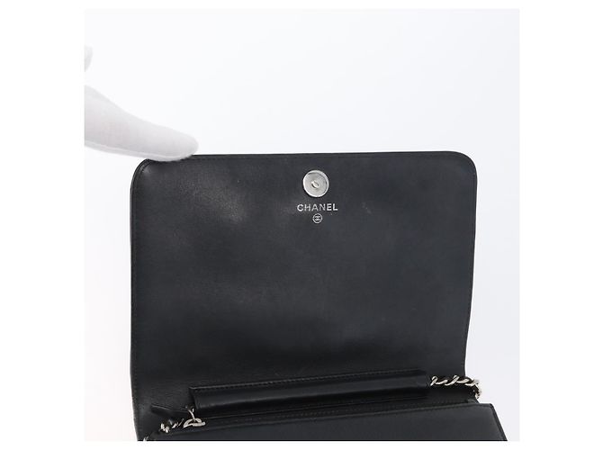 CHANEL COCO Borsa a Spalla Mark Chain in Pelle Verniciata Nera Argento CC Auth 172433SAV Nero - vista 20