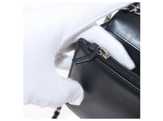 CHANEL COCO Borsa a Spalla Mark Chain in Pelle Verniciata Nera Argento CC Auth 172433SAV Nero - vista 25
