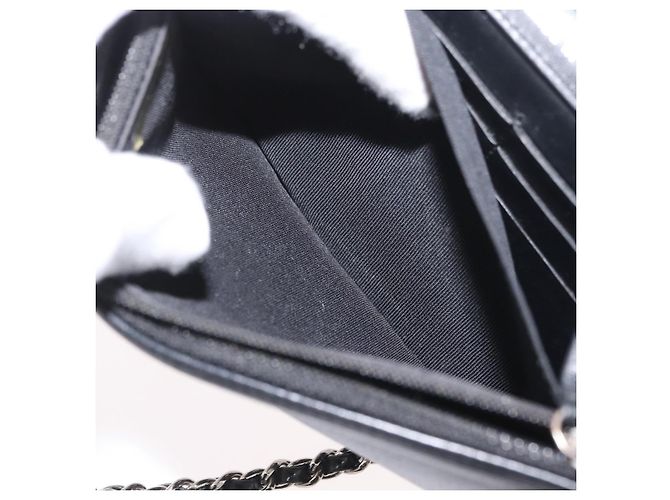 CHANEL COCO Borsa a Spalla Mark Chain in Pelle Verniciata Nera Argento CC Auth 172433SAV Nero - vista 27