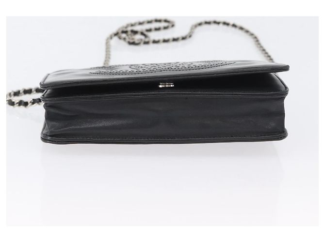 CHANEL COCO Borsa a Spalla Mark Chain in Pelle Verniciata Nera Argento CC Auth 172433SAV Nero - vista 5
