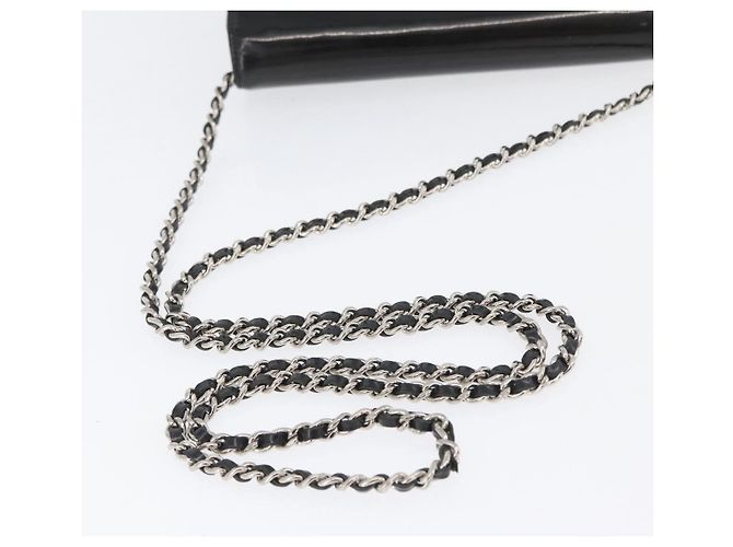 CHANEL COCO Borsa a Spalla Mark Chain in Pelle Verniciata Nera Argento CC Auth 172433SAV Nero - vista 7