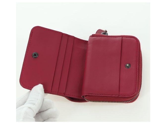 Bottega Veneta Portafoglio Compatto Rotondo INTRECCIATO in Pelle Rosa Auth am10894V - vista 10