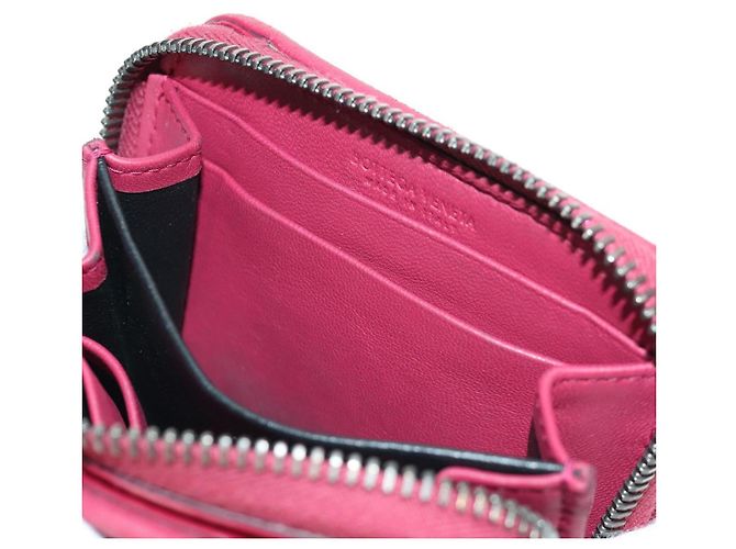 Bottega Veneta Portafoglio Compatto Rotondo INTRECCIATO in Pelle Rosa Auth am10894V - vista 20