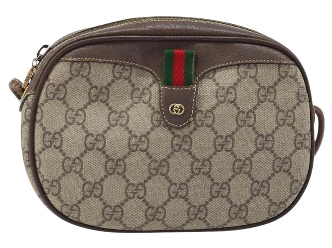 Gucci Borsa GG Supreme Web Sherry Line in PVC beige e oro 007 58 6112 Auth LNZ553 D'oro - vista 13