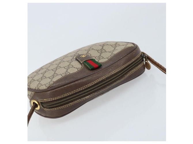 Gucci Borsa GG Supreme Web Sherry Line in PVC beige e oro 007 58 6112 Auth LNZ553 D'oro - vista 6