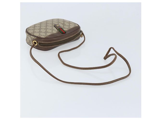 Gucci Borsa GG Supreme Web Sherry Line in PVC beige e oro 007 58 6112 Auth LNZ553 D'oro - vista 7