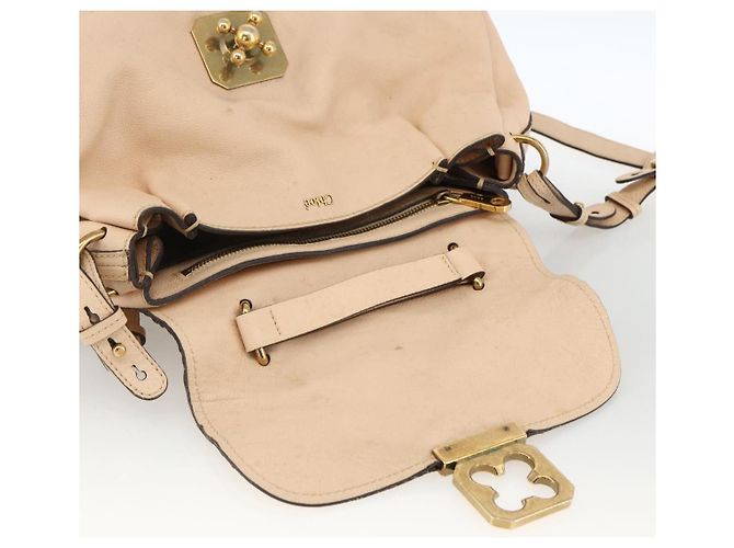 Chloé Borsa a mano in pelle Chloe Elsie 2 in 1 Beige Oro Auth bs33833 D'oro - vista 10
