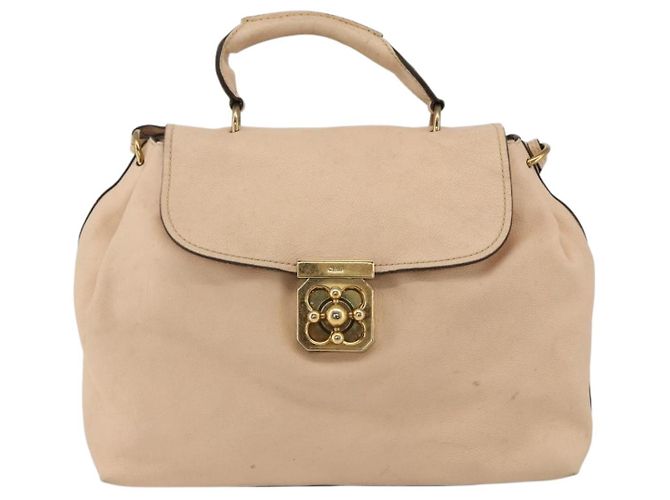 Chloé Borsa a mano in pelle Chloe Elsie 2 in 1 Beige Oro Auth bs33833 D'oro - vista 13