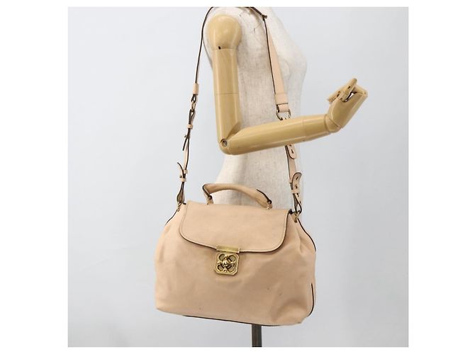 Chloé Borsa a mano in pelle Chloe Elsie 2 in 1 Beige Oro Auth bs33833 D'oro - vista 24