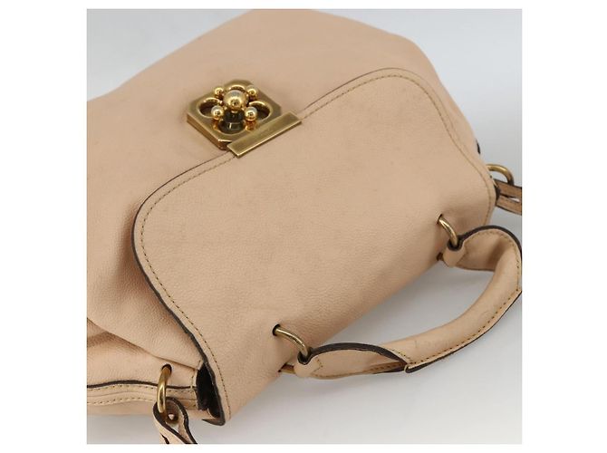 Chloé Borsa a mano in pelle Chloe Elsie 2 in 1 Beige Oro Auth bs33833 D'oro - vista 6