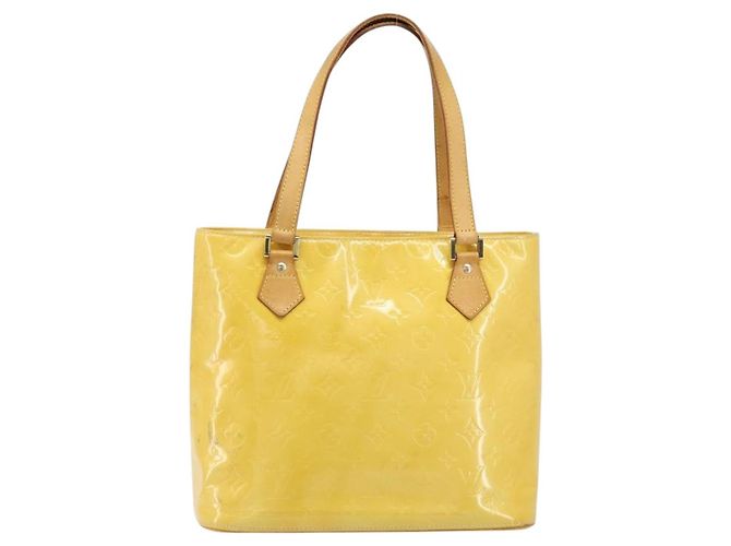 LOUIS VUITTON Bolso de Mano Monogram Vernis Houston Amarillo Lima M91055 LV Auth th6608 Dorado - vista 13