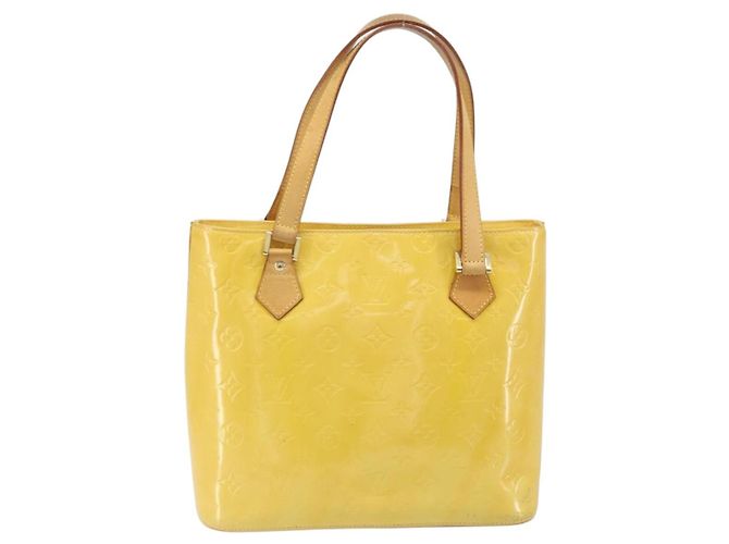 LOUIS VUITTON Bolso de Mano Monogram Vernis Houston Amarillo Lima M91055 LV Auth th6608 Dorado - vista 2