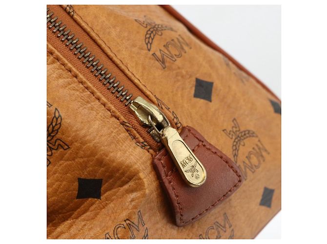 MCM Vicetos Logogram Borsa a Mano in Pelle PVC Marrone Oro Auth bs33817 D'oro - vista 10
