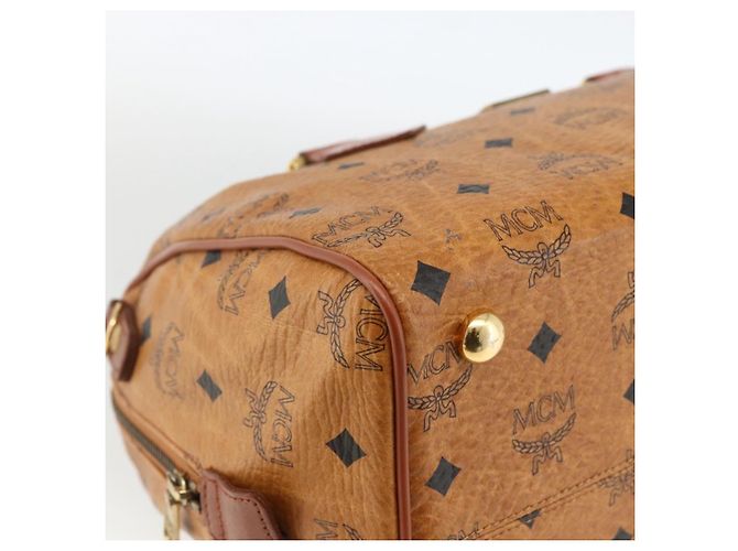 MCM Vicetos Logogram Borsa a Mano in Pelle PVC Marrone Oro Auth bs33817 D'oro - vista 14