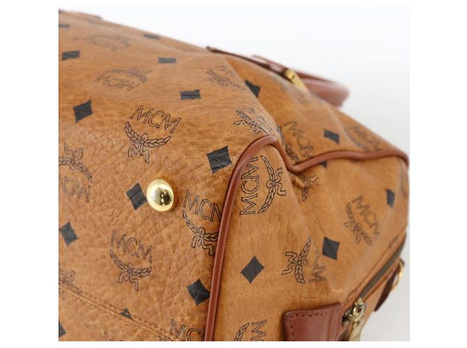 MCM Vicetos Logogram Borsa a Mano in Pelle PVC Marrone Oro Auth bs33817 D'oro - vista 15