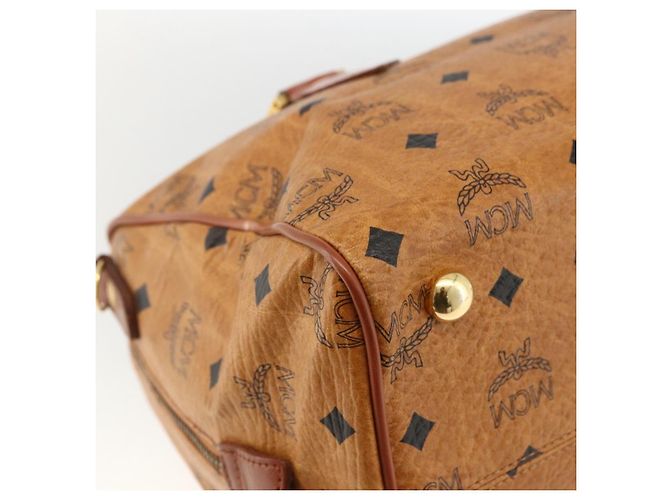 MCM Vicetos Logogram Borsa a Mano in Pelle PVC Marrone Oro Auth bs33817 D'oro - vista 16