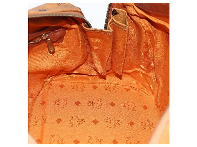 MCM Vicetos Logogram Borsa a Mano in Pelle PVC Marrone Oro Auth bs33817 D'oro - vista 17