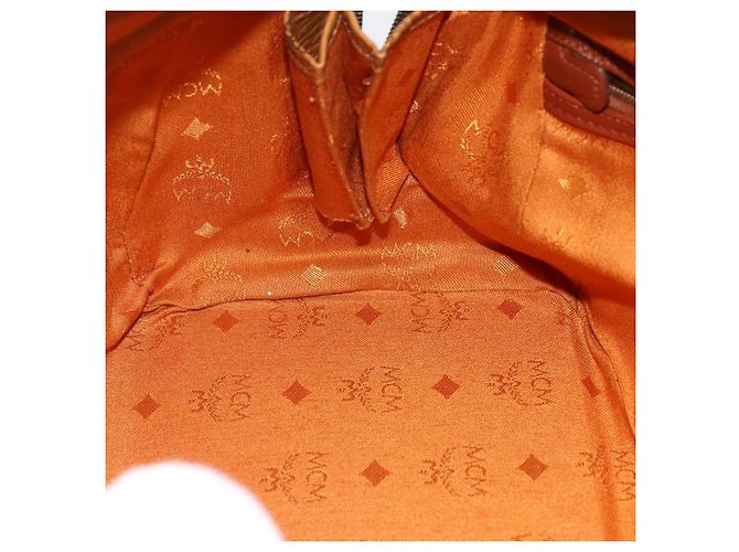 MCM Vicetos Logogram Borsa a Mano in Pelle PVC Marrone Oro Auth bs33817 D'oro - vista 18