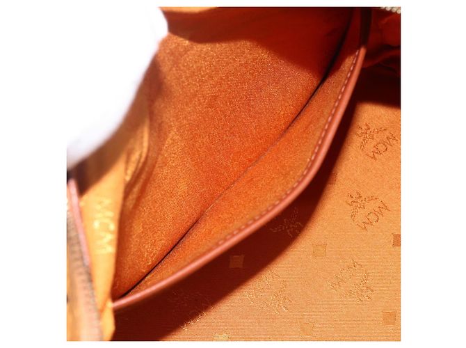 MCM Vicetos Logogram Borsa a Mano in Pelle PVC Marrone Oro Auth bs33817 D'oro - vista 21