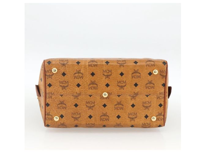 MCM Vicetos Logogram Borsa a Mano in Pelle PVC Marrone Oro Auth bs33817 D'oro - vista 5