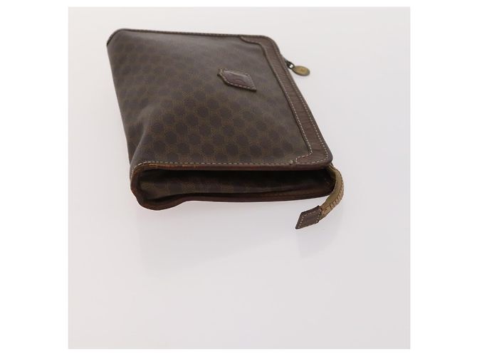 Céline Borsa in tela Macadam CELINE in pelle PVC 3 pezzi marrone beige Auth fm5164 - vista 10
