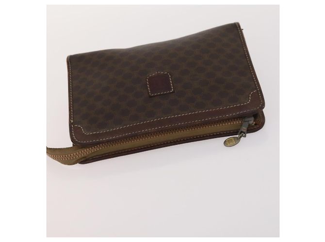 Céline Borsa in tela Macadam CELINE in pelle PVC 3 pezzi marrone beige Auth fm5164 - vista 11