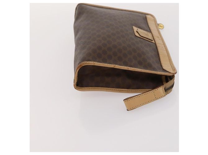 Céline Borsa in tela Macadam CELINE in pelle PVC 3 pezzi marrone beige Auth fm5164 - vista 16