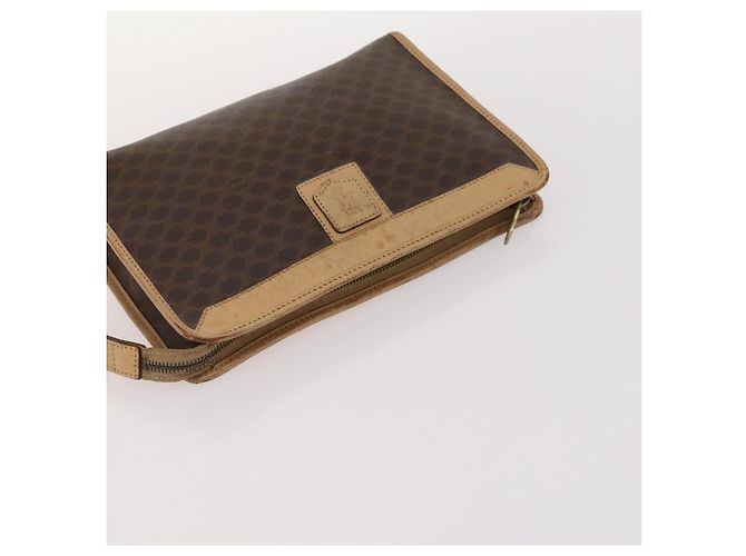 Céline Borsa in tela Macadam CELINE in pelle PVC 3 pezzi marrone beige Auth fm5164 - vista 17