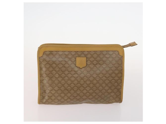 Céline Borsa in tela Macadam CELINE in pelle PVC 3 pezzi marrone beige Auth fm5164 - vista 2