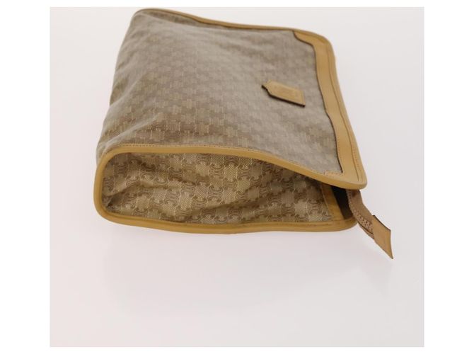 Céline Borsa in tela Macadam CELINE in pelle PVC 3 pezzi marrone beige Auth fm5164 - vista 4