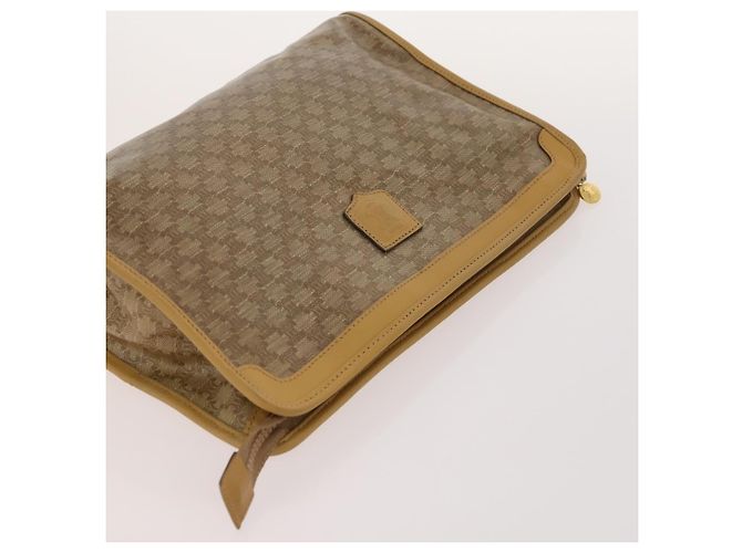 Céline Borsa in tela Macadam CELINE in pelle PVC 3 pezzi marrone beige Auth fm5164 - vista 5