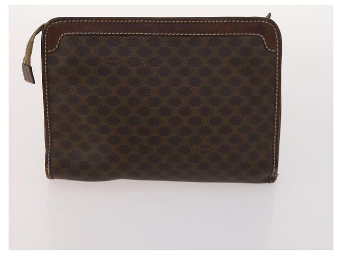 Céline Borsa in tela Macadam CELINE in pelle PVC 3 pezzi marrone beige Auth fm5164 - vista 9