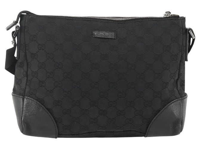 Borsa a Spalla GG Canvas Gucci Nera Argento 114273 Auth ep13647 Nero - vista 13