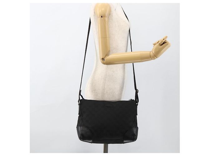 Borsa a Spalla GG Canvas Gucci Nera Argento 114273 Auth ep13647 Nero - vista 23