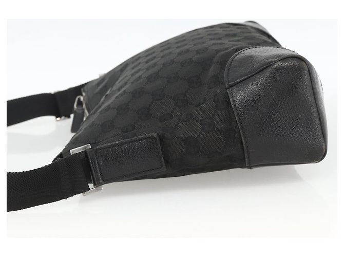 Borsa a Spalla GG Canvas Gucci Nera Argento 114273 Auth ep13647 Nero - vista 3