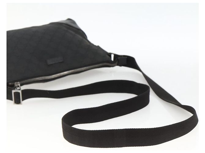 Borsa a Spalla GG Canvas Gucci Nera Argento 114273 Auth ep13647 Nero - vista 7