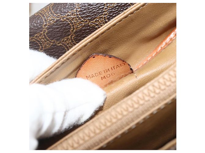 Céline Borsa a Spalla in Tela Macadam CELINE in Pelle PVC Marrone Oro Auth ka2871 D'oro - vista 12