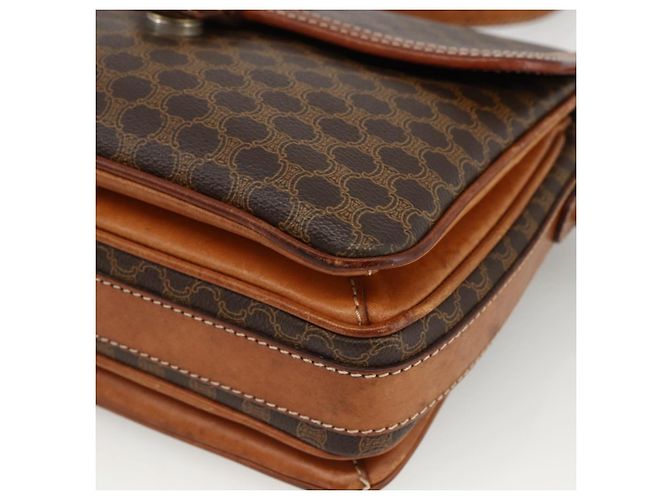 Céline Borsa a Spalla in Tela Macadam CELINE in Pelle PVC Marrone Oro Auth ka2871 D'oro - vista 14