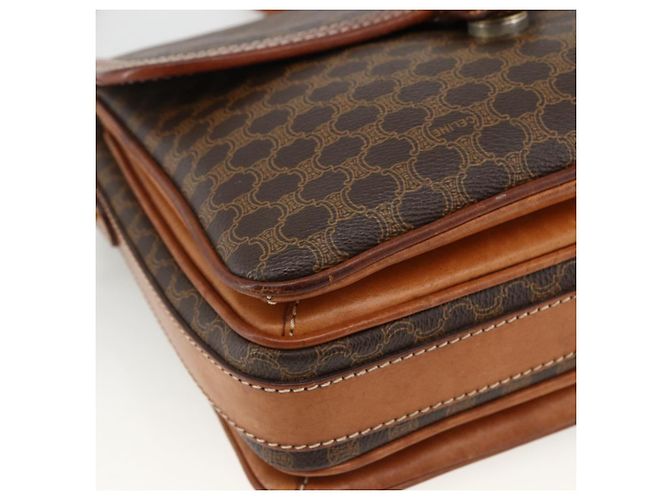 Céline Borsa a Spalla in Tela Macadam CELINE in Pelle PVC Marrone Oro Auth ka2871 D'oro - vista 15