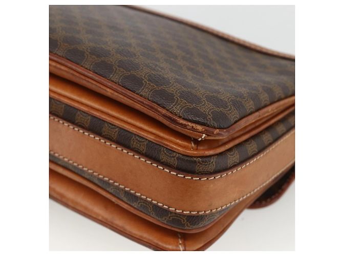 Céline Borsa a Spalla in Tela Macadam CELINE in Pelle PVC Marrone Oro Auth ka2871 D'oro - vista 16