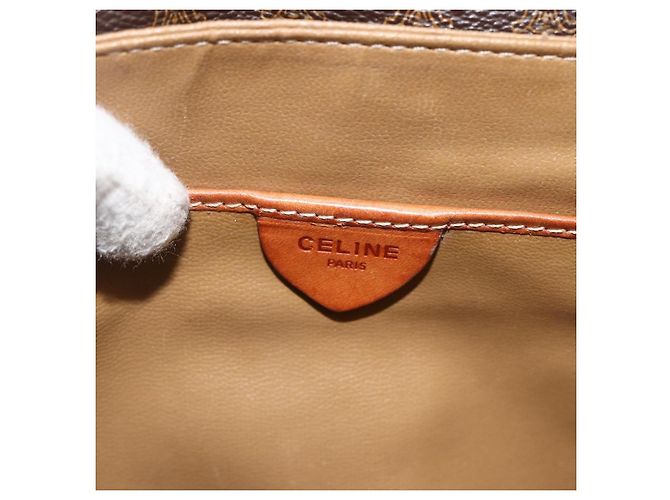 Céline Borsa a Spalla in Tela Macadam CELINE in Pelle PVC Marrone Oro Auth ka2871 D'oro - vista 17