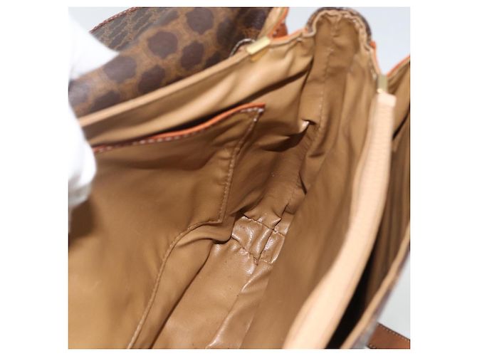 Céline Borsa a Spalla in Tela Macadam CELINE in Pelle PVC Marrone Oro Auth ka2871 D'oro - vista 18