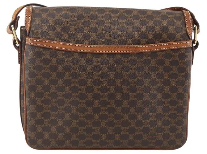 Céline Borsa a Spalla in Tela Macadam CELINE in Pelle PVC Marrone Oro Auth ka2871 D'oro - vista 2