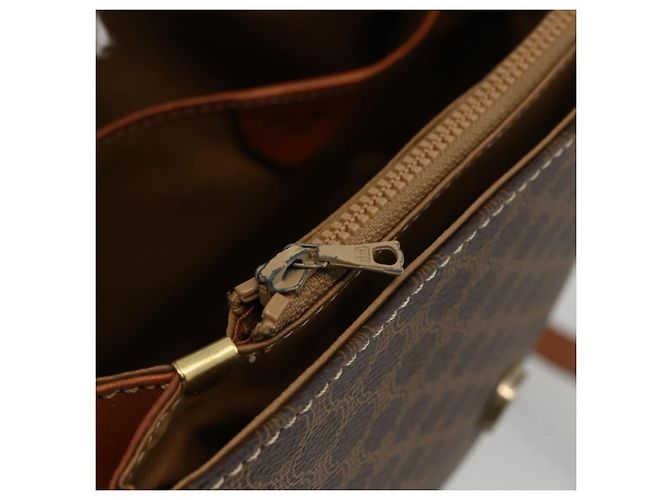 Céline Borsa a Spalla in Tela Macadam CELINE in Pelle PVC Marrone Oro Auth ka2871 D'oro - vista 22