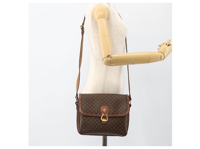 Céline Borsa a Spalla in Tela Macadam CELINE in Pelle PVC Marrone Oro Auth ka2871 D'oro - vista 26