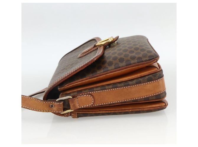 Céline Borsa a Spalla in Tela Macadam CELINE in Pelle PVC Marrone Oro Auth ka2871 D'oro - vista 3