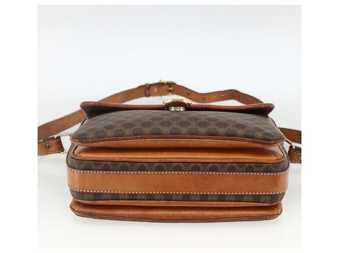Céline Borsa a Spalla in Tela Macadam CELINE in Pelle PVC Marrone Oro Auth ka2871 D'oro - vista 5