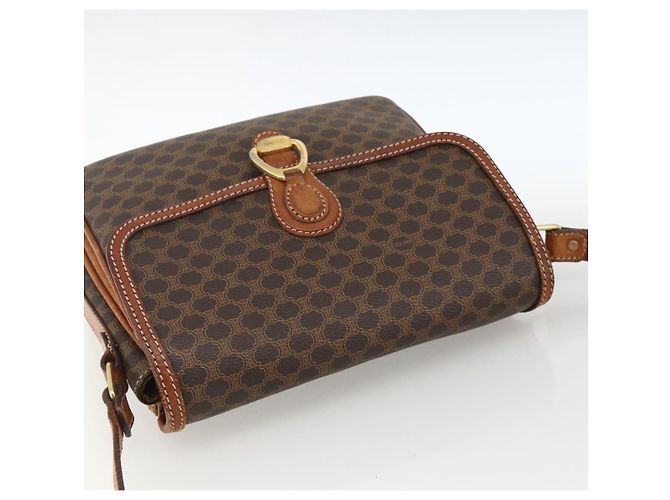 Céline Borsa a Spalla in Tela Macadam CELINE in Pelle PVC Marrone Oro Auth ka2871 D'oro - vista 6